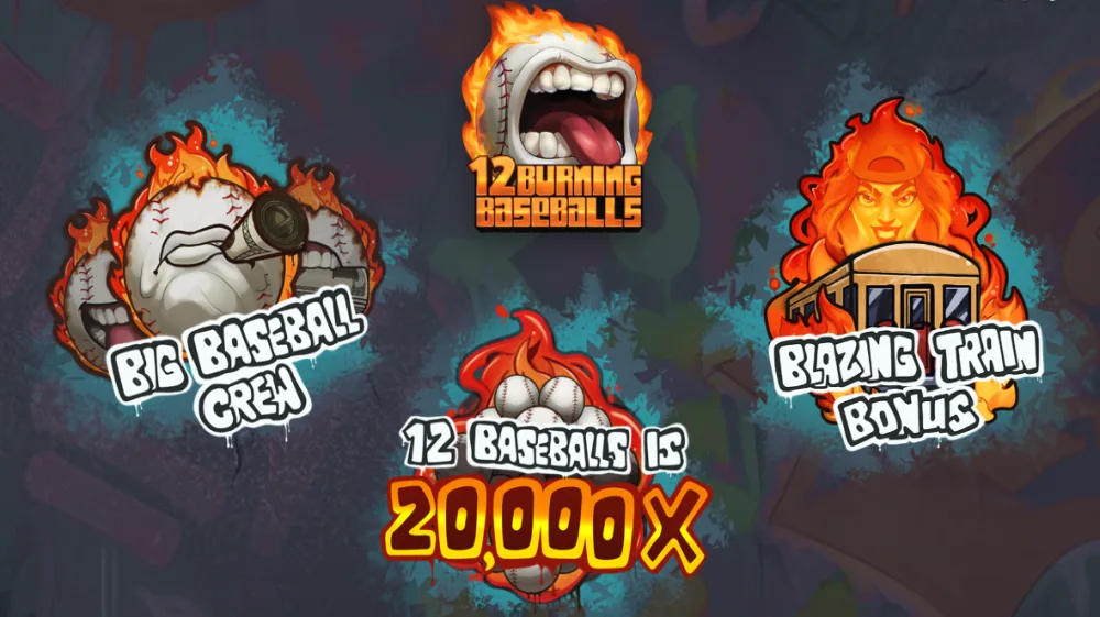 12 Burning Baseballs Slot von Print Studios — urbanes Baseball-Theme mit Neon-Grafik