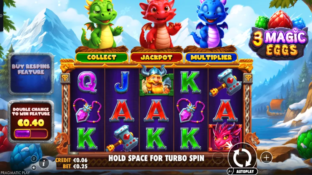 3 Magic Eggs Slot von Pragmatic Play — Gameplay auf dem 5x3 Grid