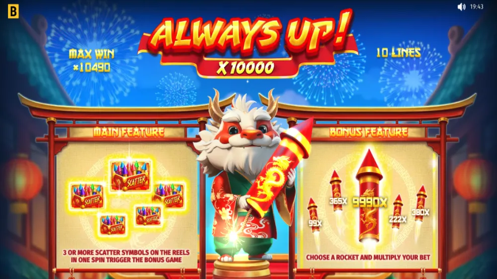 Always Up x10000 Slot von BGaming — Crash-Bonus mit Raketen und Multiplikatoren