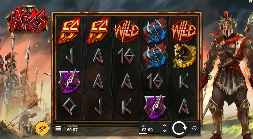 Army of Ares Slot von Hacksaw Gaming — Wrath Reel Multiplikator auf dem Grid