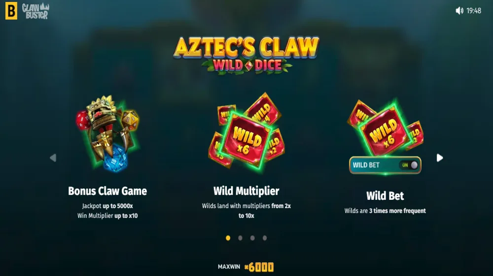 Aztec's Claw Wild Dice Slot von BGaming — 5x4 Grid mit D20 Claw-Minispiel