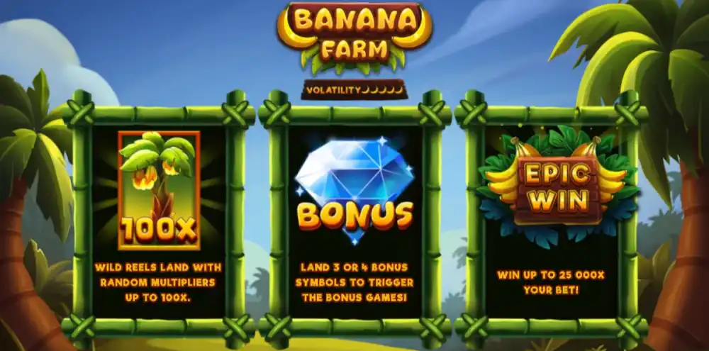 Banana Farm Slot von Backseat Gaming — Tropisches Frucht-Grid mit Wild Reels