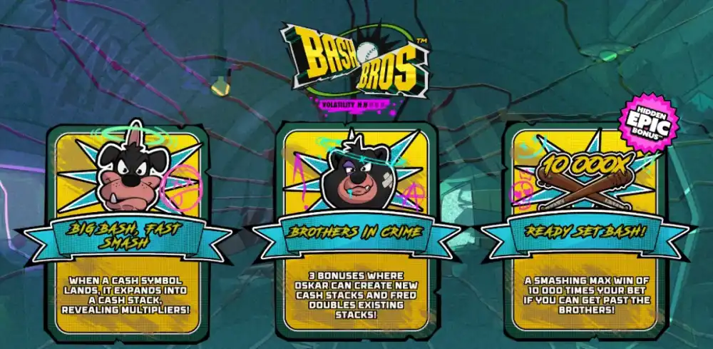 Bash Bros Slot von Hacksaw Gaming — Cash Stacks mit Oskar und Fred