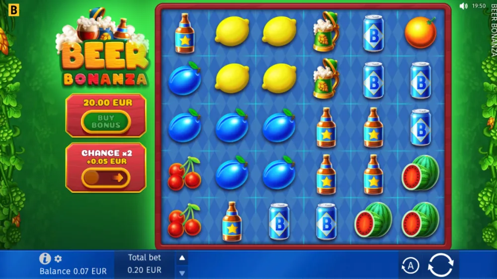 Beer Bonanza Slot von BGaming — Spielfeld mit Oktoberfest-Symbolen