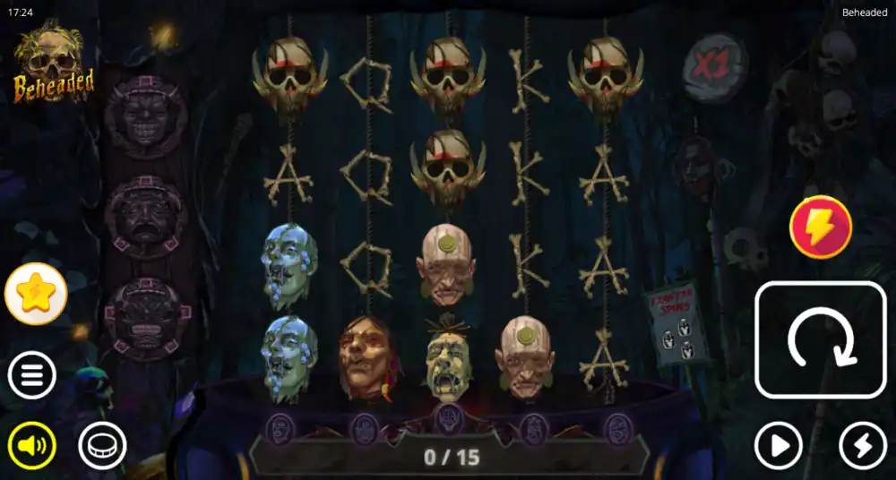 Beheaded Slot von Nolimit City — Soul Wilds und Progressionsbalken auf dem 5x4 Grid