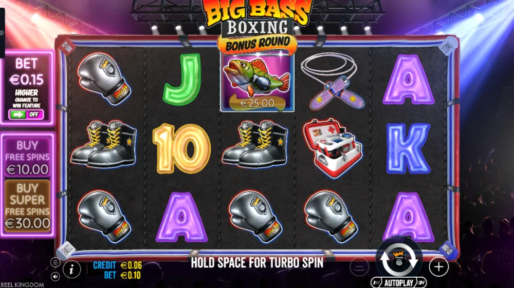 Big Bass Boxing Bonus Round Slot von Pragmatic Play — Gameplay auf dem 5x3 Grid