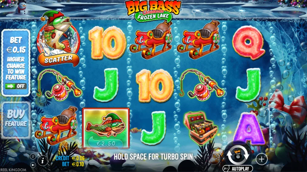 Big Bass Christmas Frozen Lake Slot von Pragmatic Play — Gameplay auf dem 5x3 Grid