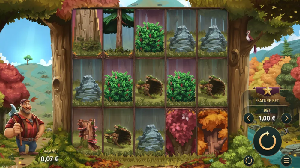 Big Stack Lumberjack Slot von Print Studios — Timberfall Feature in Aktion