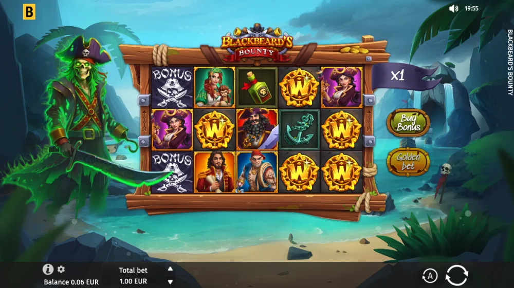 Blackbeard's Bounty Slot von BGaming — Gameplay mit Kaskaden