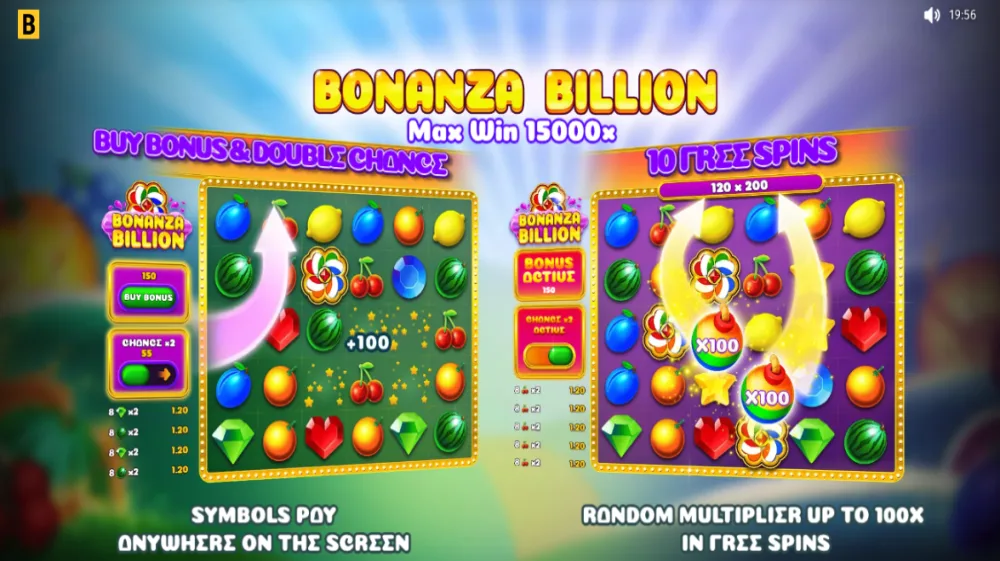 Bonanza Billion Slot von BGaming — Cluster-Pays mit Multiplikator-Bomben