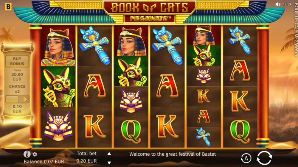 Book of Cats Megaways Slot von BGaming — Gameplay mit variablen Walzen