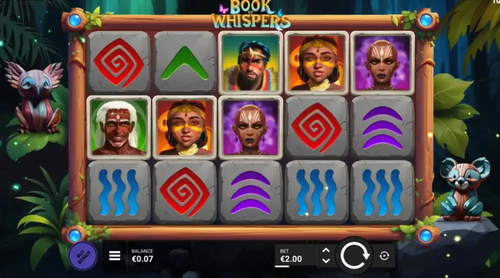 Book of Whispers Slot von Trusty Gaming — Spielfläche mit Expanding Symbols