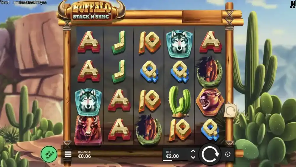 Buffalo Stack'n'Sync Slot von Hacksaw Gaming — synchronisierte Walzen in Aktion