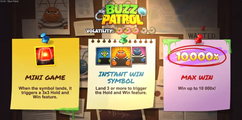Buzz Patrol Slot von Bullshark Games — Tier-Theme mit Hold and Win Mechanik