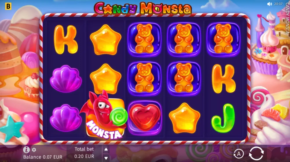 Candy Monsta Slot von BGaming — Gameplay mit Sticky Wilds