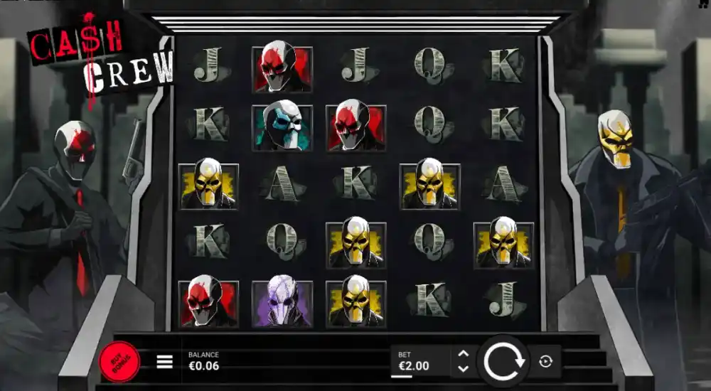 Cash Crew Slot von Hacksaw Gaming — Film-Noir-Grid mit Multiplier Wilds