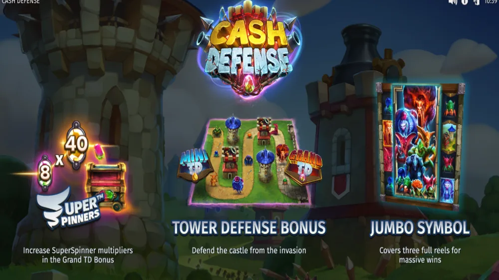 Cash Defense Slot von Print Studios — Tower Defense Slot mit SuperSpinners