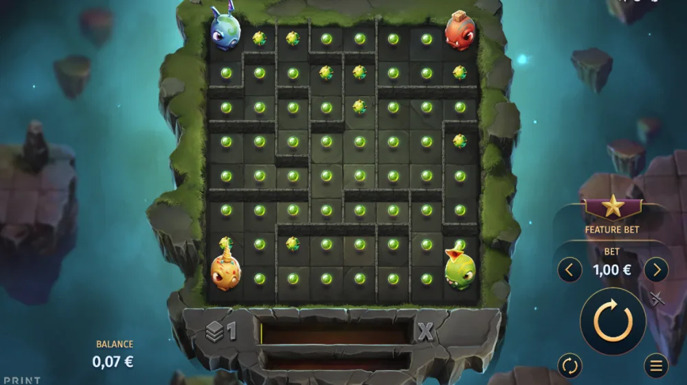 Chomplings Slot von Print Studios — Monster fressen Edelsteine auf dem Grid