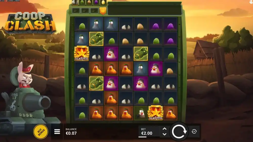 Coop Clash Slot von Bullshark Games — Gameplay auf dem 7x7 Cluster-Grid
