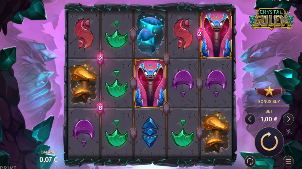 Crystal Golem Slot von Print Studios — SuperSpinners zwischen den Reels