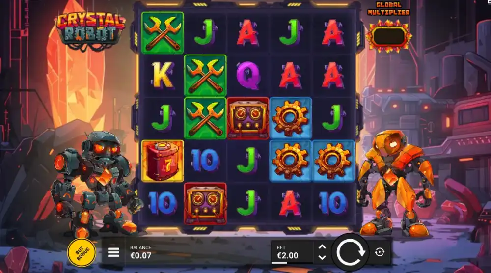 Crystal Robot Slot von Backseat Gaming — Sci-Fi-Grid in Aktion