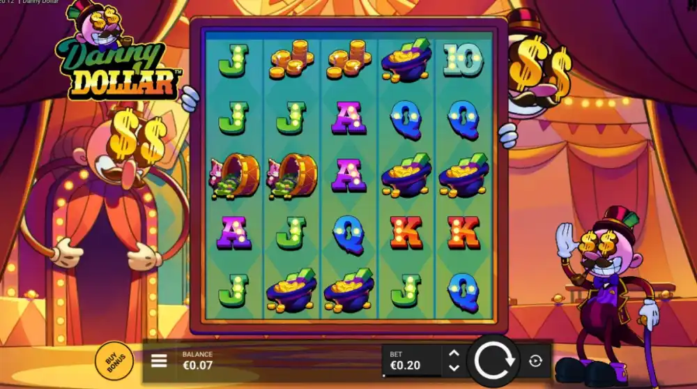 Danny Dollar Slot von Hacksaw Gaming — Retro-Gangster-Grid mit Dollar Reels