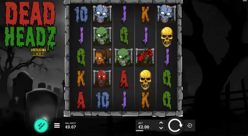 Dead Headz Slot von Jinx Gaming — Zombie-Gameplay auf dem Grid