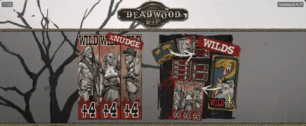 Deadwood RIP Slot von Nolimit City — xNudge und xSplit Wilds im Western-Setting