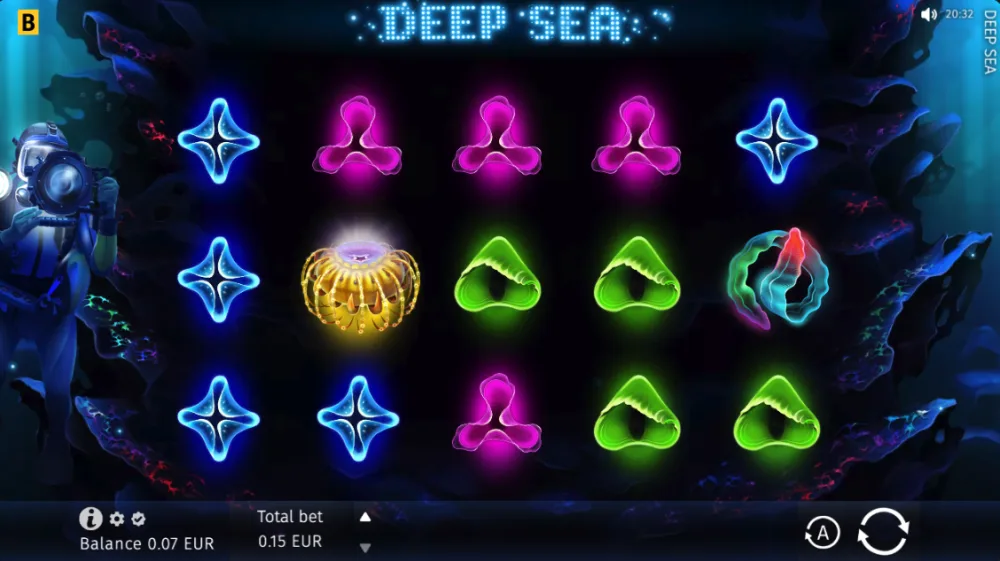 der BGaming-Titel Slot von BGaming — Unterwasser-Welt mit Quallen und Taucher