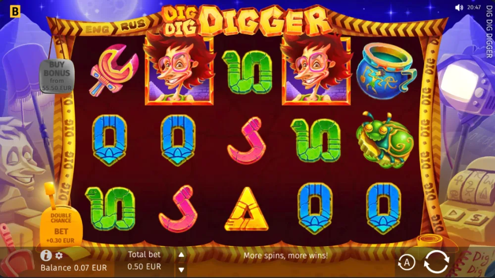 Dig Dig Digger Slot von BGaming — Freispiele mit Expanding Symbols