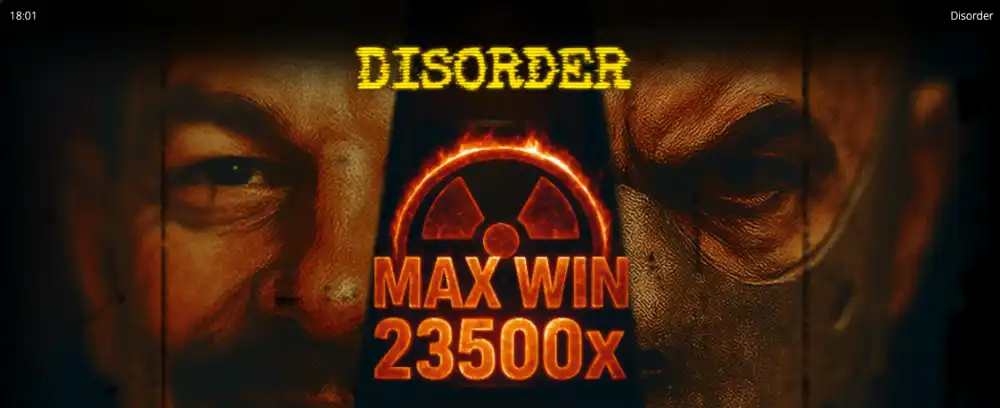 Disorder Slot von Nolimit City — düsteres Mental-Prequel mit Fire Frames auf dem 6-Walzen-Grid