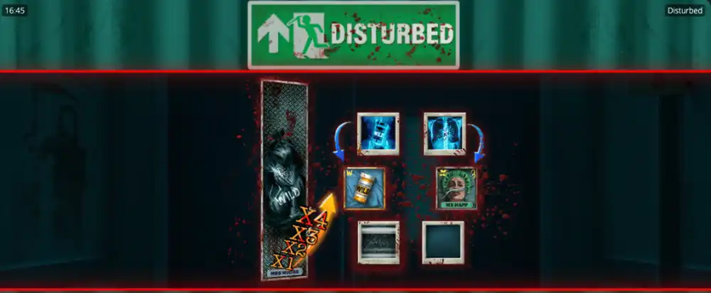 Disturbed Slot von Nolimit City — Horror-Klinik-Theme mit Enhancer Cells auf dem asymmetrischen Grid