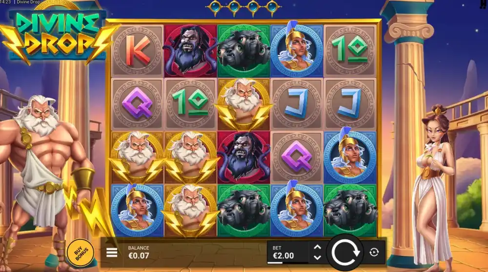 Divine Drop Slot von Hacksaw Gaming — Götter-Theme mit Wild Multipliern