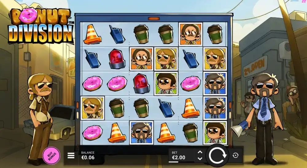 Donut Division Slot von Hacksaw Gaming — Gameplay mit Gooey Guns