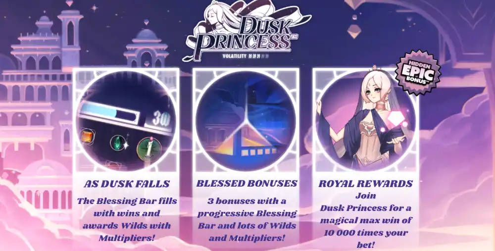 Dusk Princess Slot von Hacksaw Gaming — Anime-Stil mit Blessing Bar auf dem 6x5 Grid