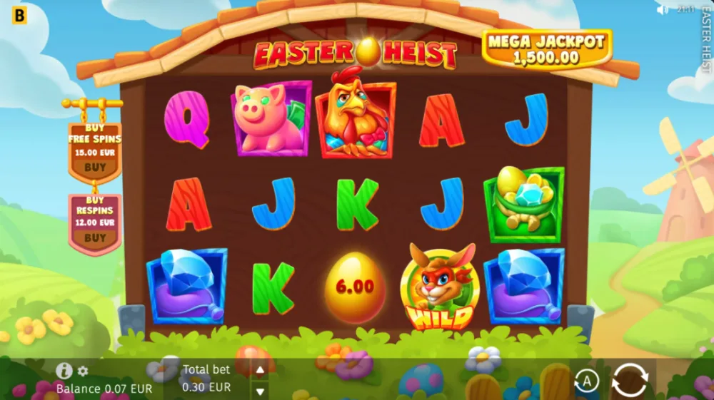 Easter Heist Slot von BGaming — Gold Egg Respin auf dem Spielfeld