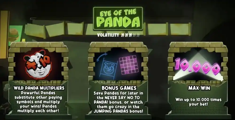 Eye of the Panda Slot von Hacksaw Gaming — Bambuswald mit Panda-Symbolen auf 5x5 Grid