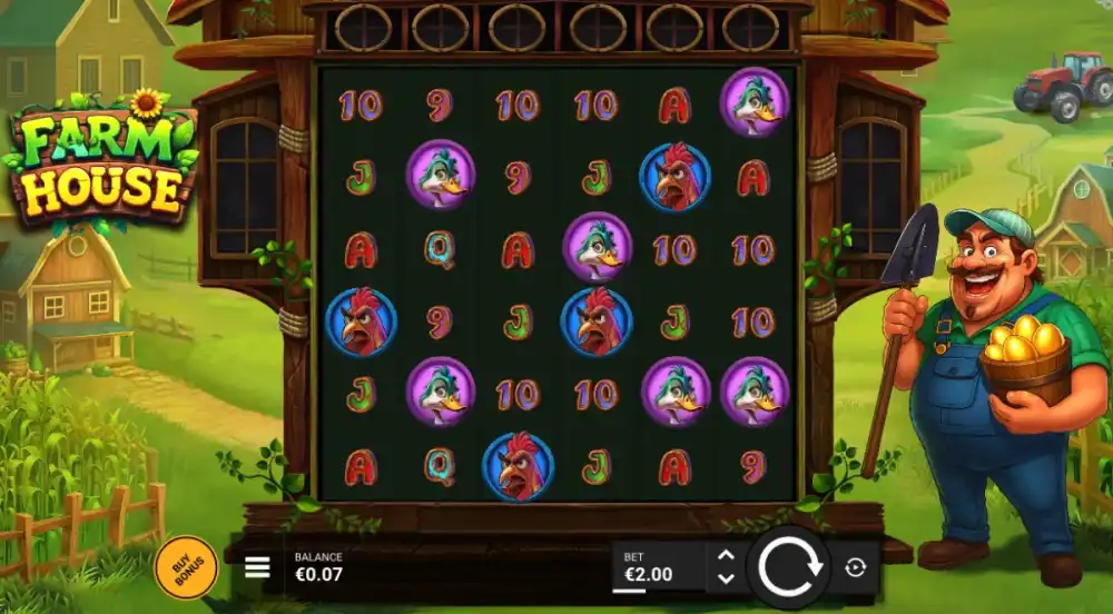 Farmhouse Slot von NowNow Gaming — Cluster Pays auf dem Bauernhof-Grid