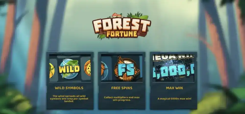 Forest Fortune Slot von Hacksaw Gaming — Waldlichtung mit Cluster Pays auf dem 5x5 Grid