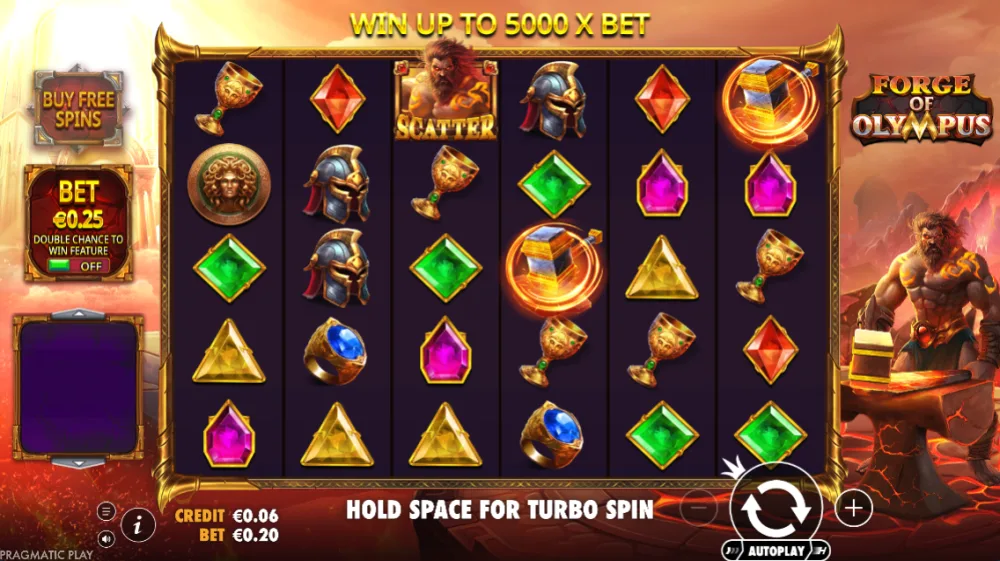 Forge of Olympus Slot von Pragmatic Play — Multiplikatoren auf dem Scatter Pays Grid