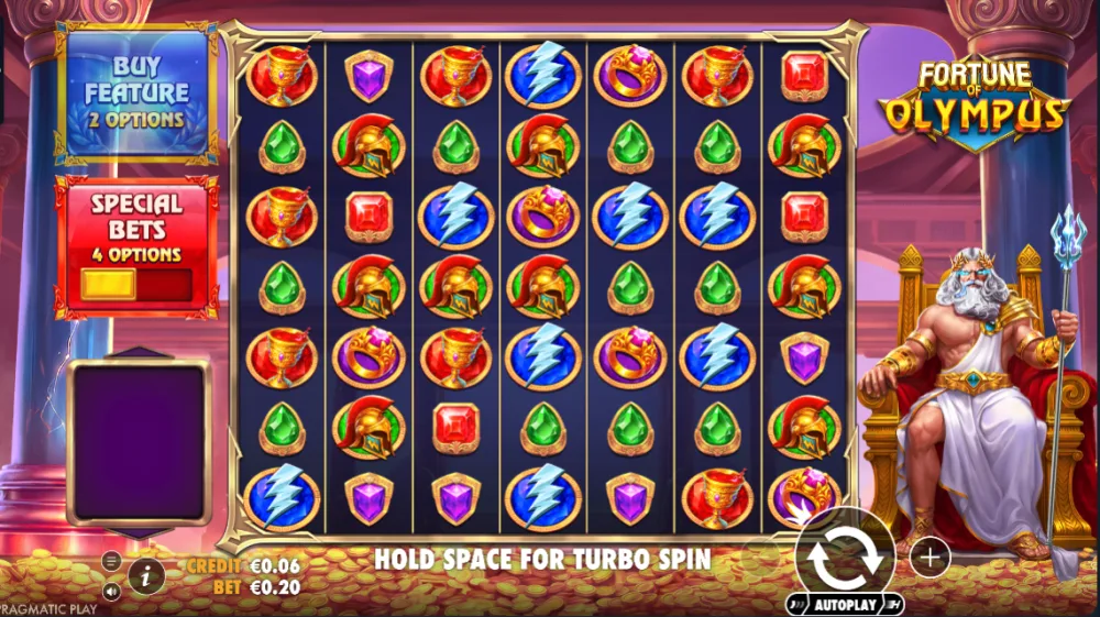 Fortune of Olympus Slot von Pragmatic Play — Cluster Pays auf dem 7x7 Grid