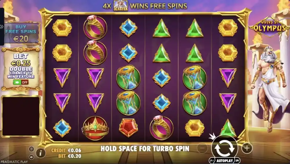 Gates of Olympus Slot von Pragmatic Play — Tumble-Feature Grid in Aktion