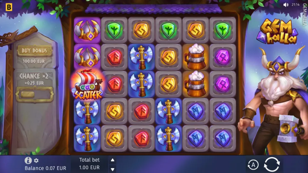 Gemhalla Slot von BGaming — Cluster-Pays Gameplay mit Multiplikatoren