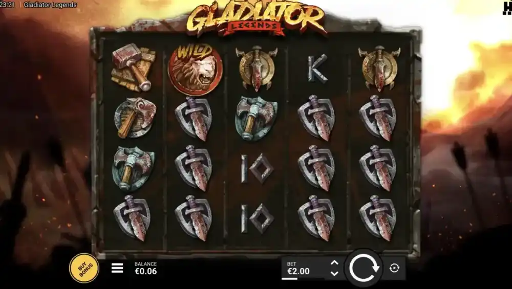 Gladiator Legends Slot von Hacksaw Gaming — Arena-Duell zwischen zwei Gladiatoren
