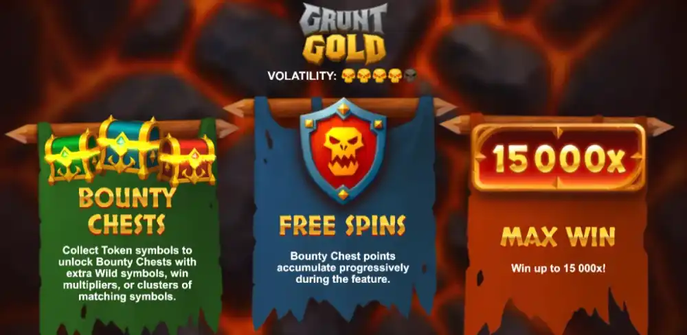 Grunt Gold Slot von Bullshark Games — Ork-Schmiede mit Bounty Chests auf dem 6x4 Grid