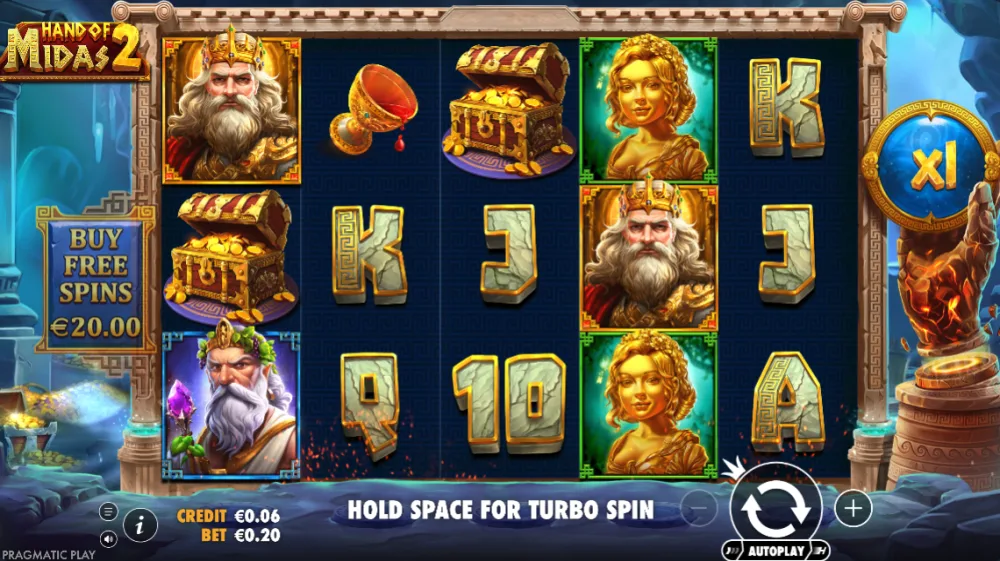 Hand of Midas 2 Slot von Pragmatic Play — Gameplay mit goldenen Wild-Symbolen