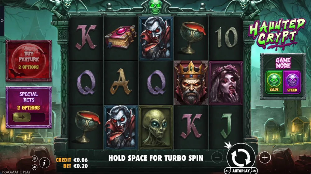 Haunted Crypt Slot von Pragmatic Play — Gameplay mit Wild Frames in der Gruft