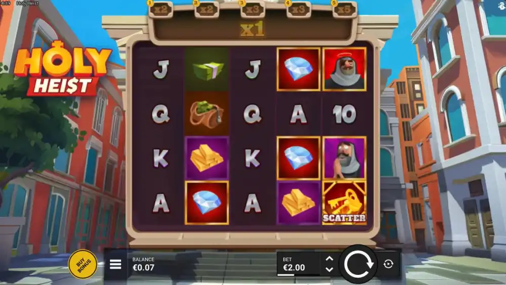 Holy Heist Slot von Bullshark Games — Reel Multipliers in Aktion