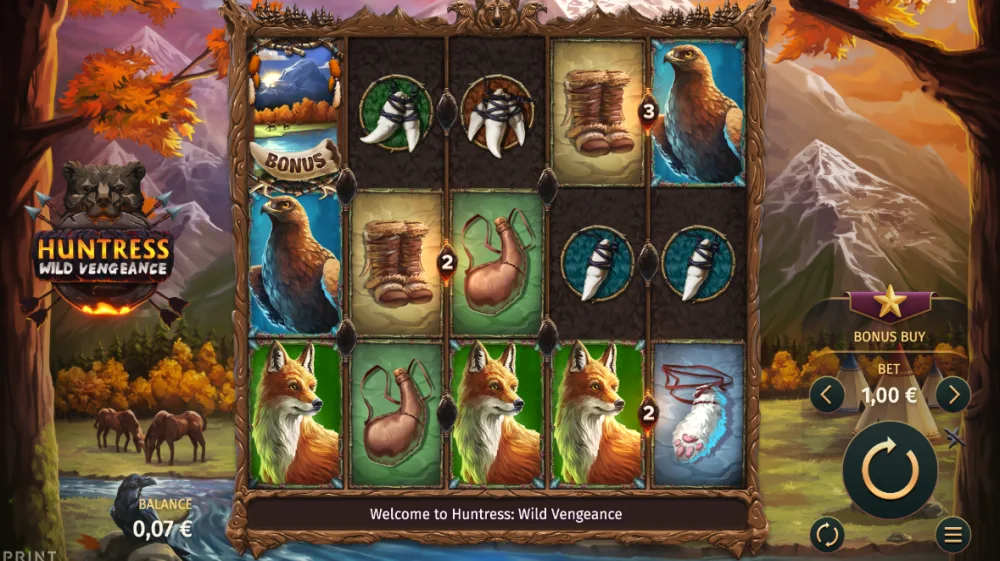 Huntress Wild Vengeance Slot von Print Studios — Gameplay mit Huntress Wilds