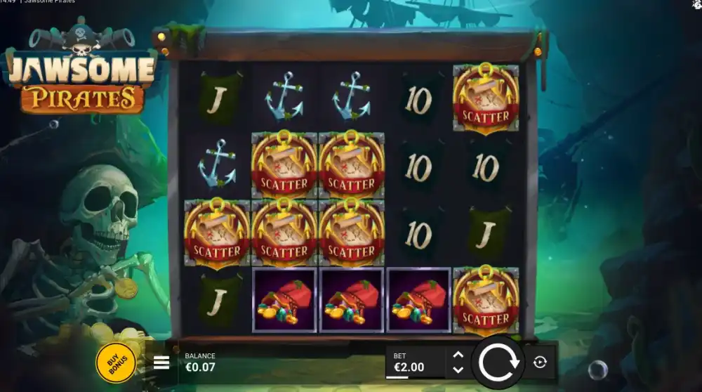 Jawsome Pirates Slot von Bullshark Games — Spielansicht mit Collector Wilds
